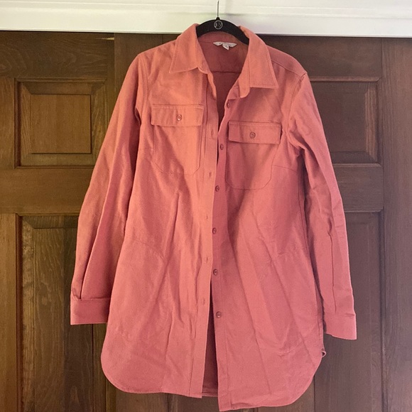 L.l. Bean signature long rose colored flannel shacket small - Picture 1 of 3